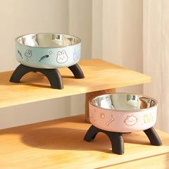 Stainless Steel Cat Bowl High Footed Neck Protection Kitten Bowl Anti-slip Pet Bowl for Dogs Cats - PeticaDeals