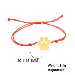 Stainless Steel Cute Animal Dog Cat Paw Charm Bracelets for Women Men Wax Rope Adjustable - PeticaDeals