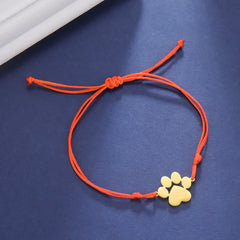 Stainless Steel Cute Animal Dog Cat Paw Charm Bracelets for Women Men Wax Rope Adjustable - PeticaDeals