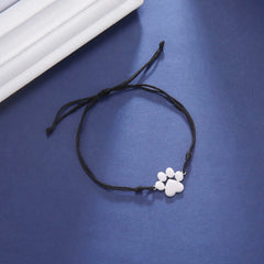 Stainless Steel Cute Animal Dog Cat Paw Charm Bracelets for Women Men Wax Rope Adjustable - PeticaDeals