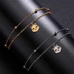 Stainless Steel Cute Cat Kitten Chain Foot Anklet - PeticaDeals