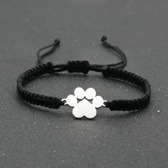 Stainless Steel Dog Paw Charm Bracelet Handmade Braided Adjustable Rope Bracelets for Women Men Cuff Jewelry - PeticaDeals