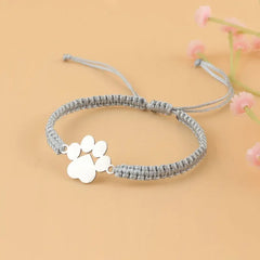 Stainless Steel Dog Paw Charm Bracelet Handmade Braided Adjustable Rope Bracelets for Women Men Cuff Jewelry - PeticaDeals