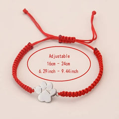 Stainless Steel Dog Paw Charm Bracelet Handmade Braided Adjustable Rope Bracelets for Women Men Cuff Jewelry - PeticaDeals