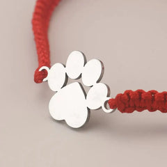 Stainless Steel Dog Paw Charm Bracelet Handmade Braided Adjustable Rope Bracelets for Women Men Cuff Jewelry - PeticaDeals