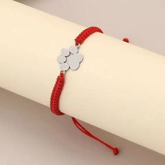 Stainless Steel Dog Paw Charm Bracelet Handmade Braided Adjustable Rope Bracelets for Women Men Cuff Jewelry - PeticaDeals