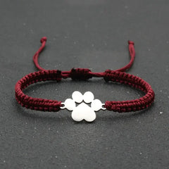 Stainless Steel Dog Paw Charm Bracelet Handmade Braided Adjustable Rope Bracelets for Women Men Cuff Jewelry - PeticaDeals