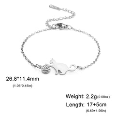 Stainless Steel Gold Color Cat Charm Bracelet for Girls' Braided Rope Bracelets - PeticaDeals