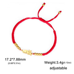 Stainless Steel Gold Color Cat Charm Bracelet for Girls' Braided Rope Bracelets - PeticaDeals