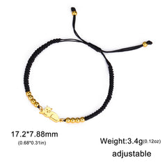 Stainless Steel Gold Color Cat Charm Bracelet for Girls' Braided Rope Bracelets - PeticaDeals