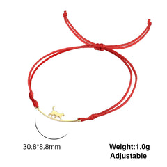 Stainless Steel Gold Color Cat Charm Bracelet for Girls' Braided Rope Bracelets - PeticaDeals