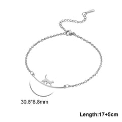 Stainless Steel Gold Color Cat Charm Bracelet for Girls' Braided Rope Bracelets - PeticaDeals
