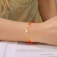 Stainless Steel Gold Color Cat Charm Bracelet for Girls' Braided Rope Bracelets - PeticaDeals