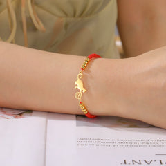 Stainless Steel Gold Color Cat Charm Bracelet for Girls' Braided Rope Bracelets - PeticaDeals