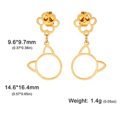 Stainless Steel Gold Color Stud Earrings Cute Cat Paw - PeticaDeals