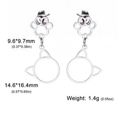 Stainless Steel Gold Color Stud Earrings Cute Cat Paw - PeticaDeals