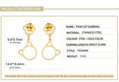 Stainless Steel Gold Color Stud Earrings Cute Cat Paw - PeticaDeals