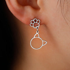 Stainless Steel Gold Color Stud Earrings Cute Cat Paw - PeticaDeals