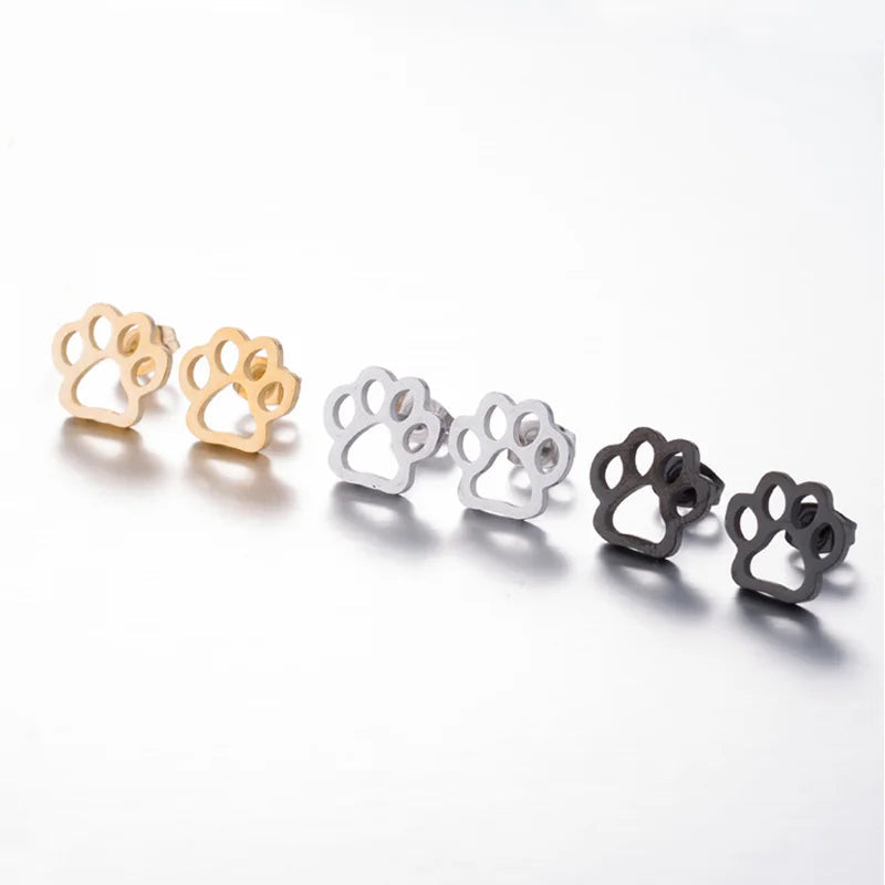 Stainless Steel Lovely Dog Paw Stud Earrings for Women - PeticaDeals