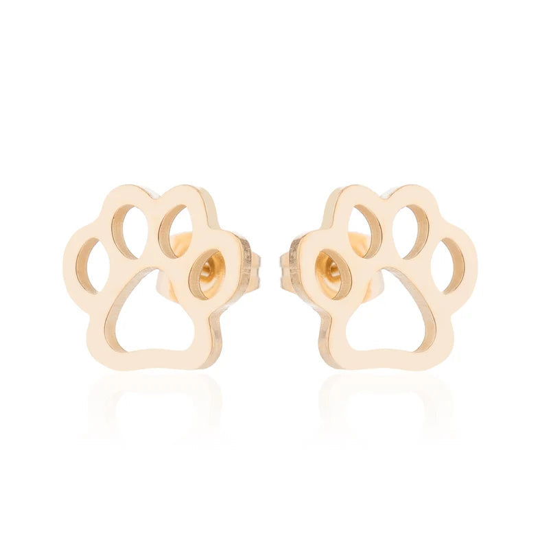 Stainless Steel Lovely Dog Paw Stud Earrings for Women - PeticaDeals