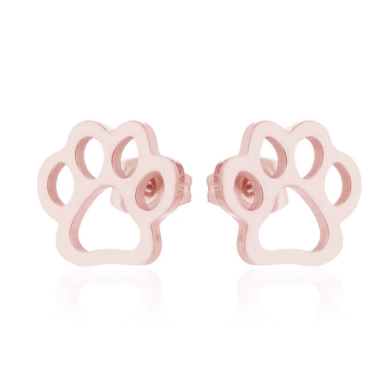 Stainless Steel Lovely Dog Paw Stud Earrings for Women - PeticaDeals