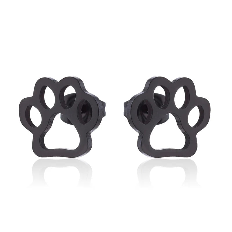 Stainless Steel Lovely Dog Paw Stud Earrings for Women - PeticaDeals