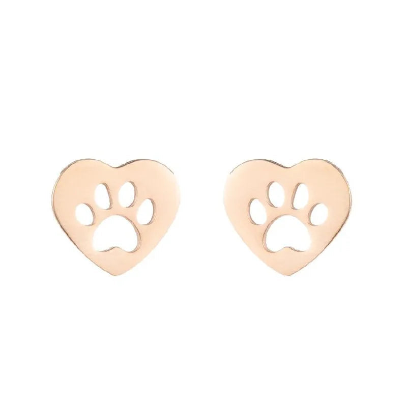 Stainless Steel Lovely Dog Paw Stud Earrings for Women - PeticaDeals