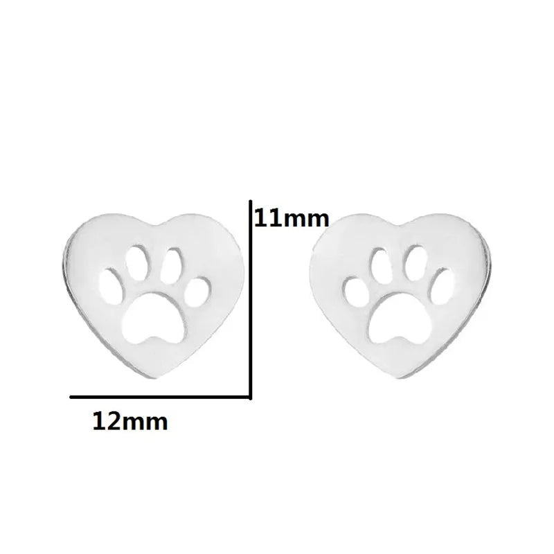 Stainless Steel Lovely Dog Paw Stud Earrings for Women - PeticaDeals
