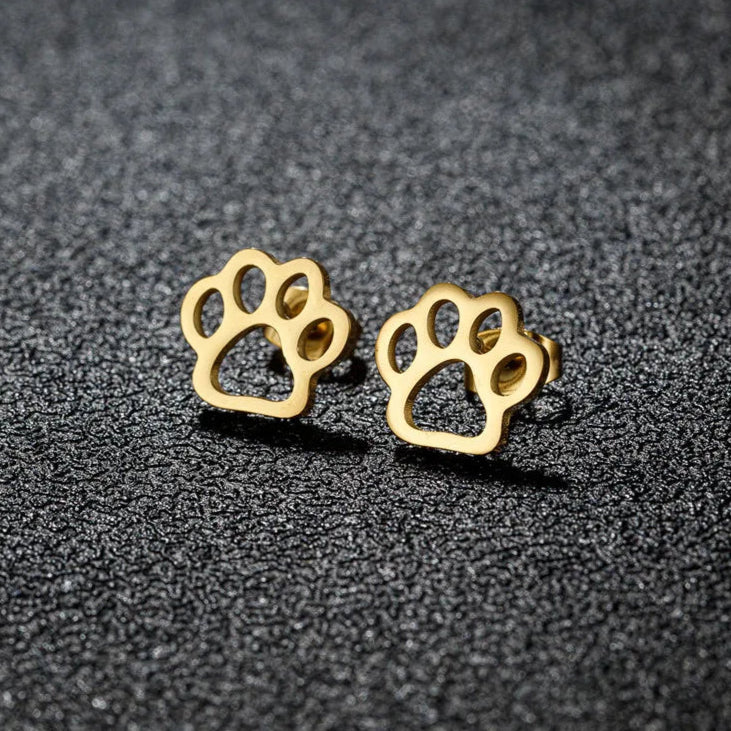 Stainless Steel Lovely Dog Paw Stud Earrings for Women - PeticaDeals