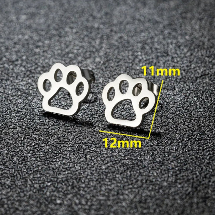 Stainless Steel Lovely Dog Paw Stud Earrings for Women - PeticaDeals