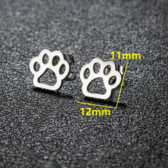 Stainless Steel Lovely Dog Paw Stud Earrings for Women - PeticaDeals