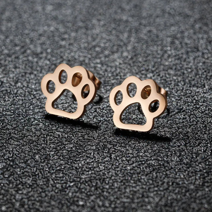 Stainless Steel Lovely Dog Paw Stud Earrings for Women - PeticaDeals