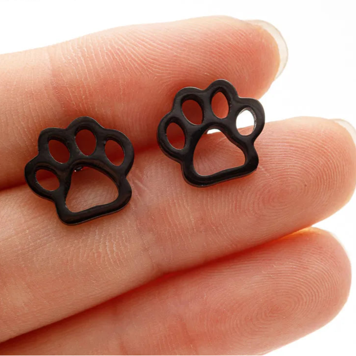 Stainless Steel Lovely Dog Paw Stud Earrings for Women - PeticaDeals