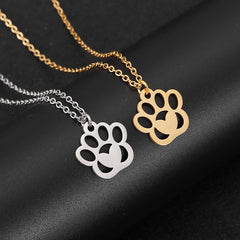 Stainless Steel Necklace Choker Paw Pendant with Heart - PeticaDeals