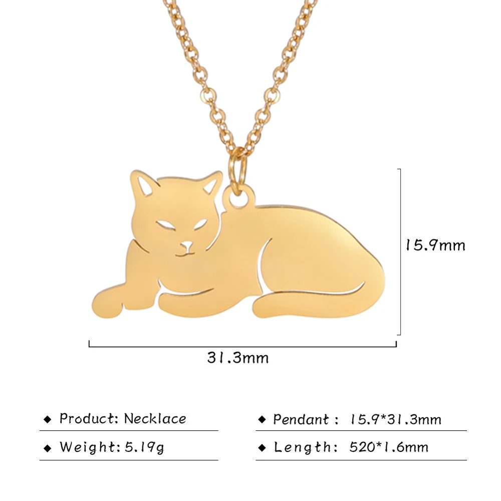 Stainless Steel Necklace For Women Girl Cat Necklace Jewelry - PeticaDeals