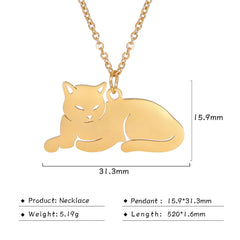 Stainless Steel Necklace For Women Girl Cat Necklace Jewelry - PeticaDeals