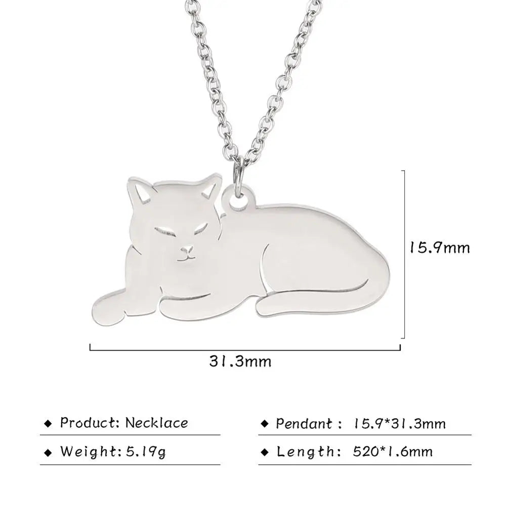 Stainless Steel Necklace For Women Girl Cat Necklace Jewelry - PeticaDeals