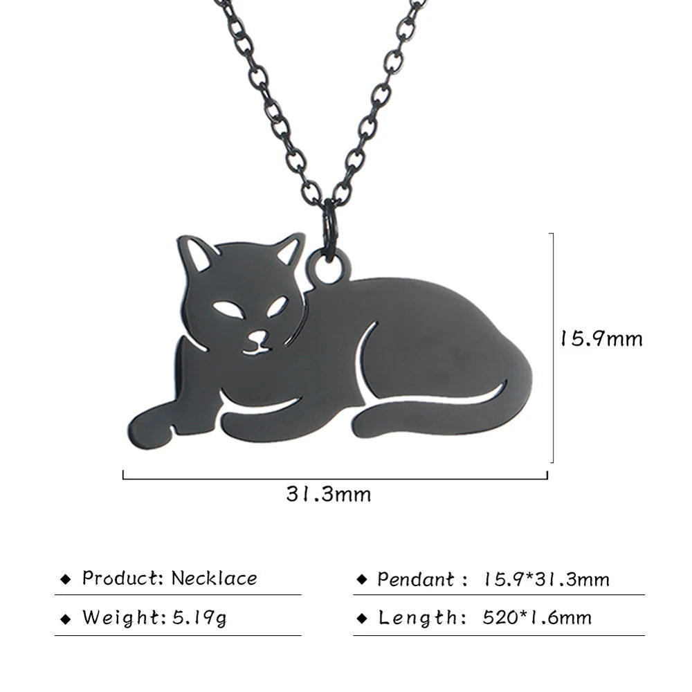 Stainless Steel Necklace For Women Girl Cat Necklace Jewelry - PeticaDeals