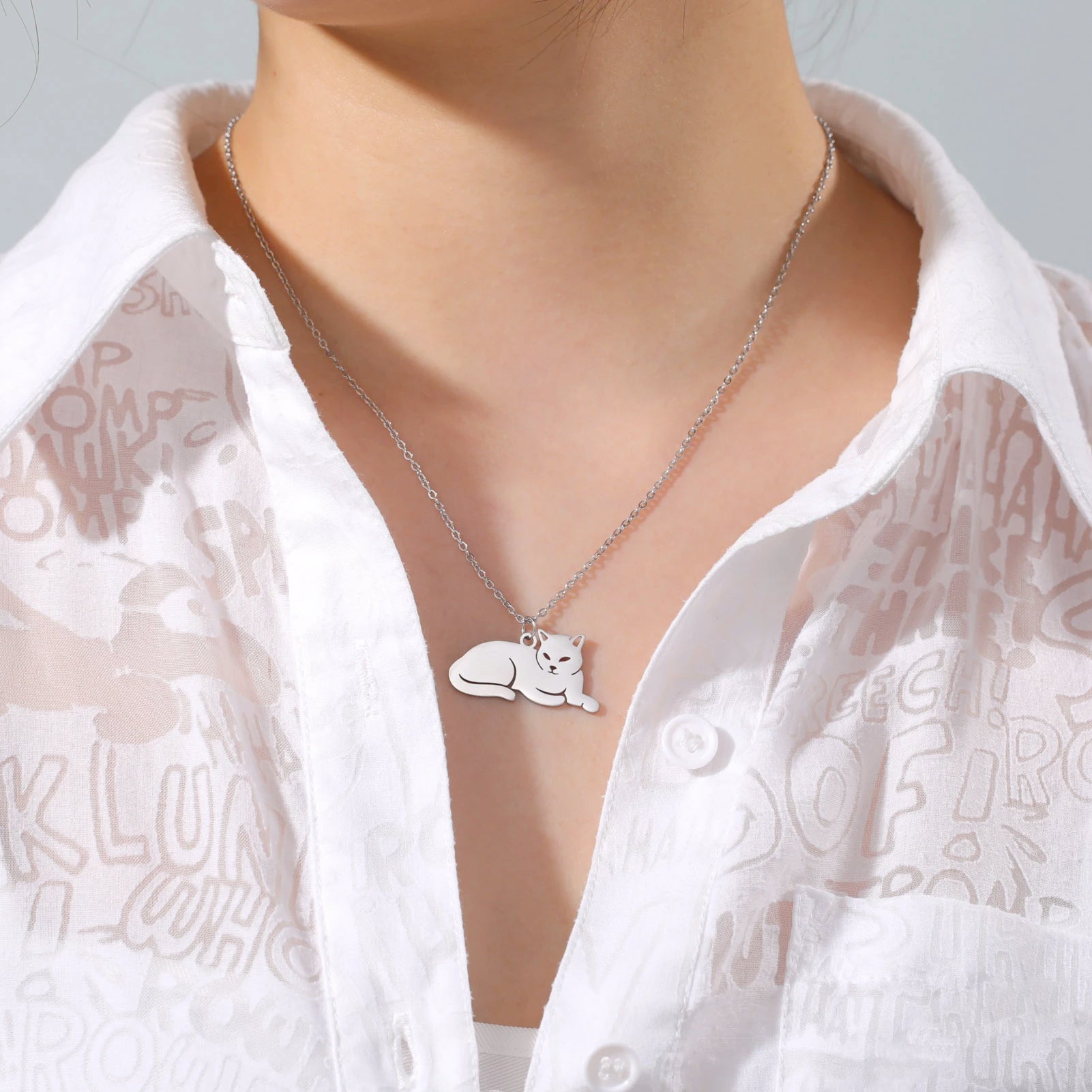Stainless Steel Necklace For Women Girl Cat Necklace Jewelry - PeticaDeals