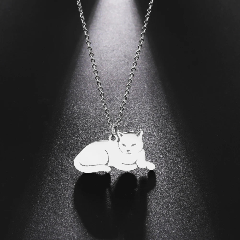 Stainless Steel Necklace For Women Girl Cat Necklace Jewelry - PeticaDeals