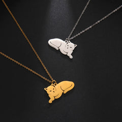 Stainless Steel Necklace For Women Girl Cat Necklace Jewelry - PeticaDeals
