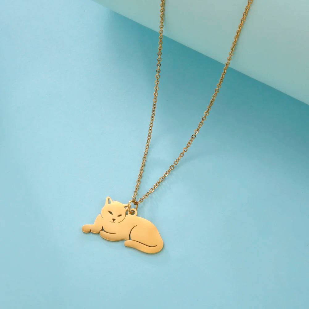 Stainless Steel Necklace For Women Girl Cat Necklace Jewelry - PeticaDeals