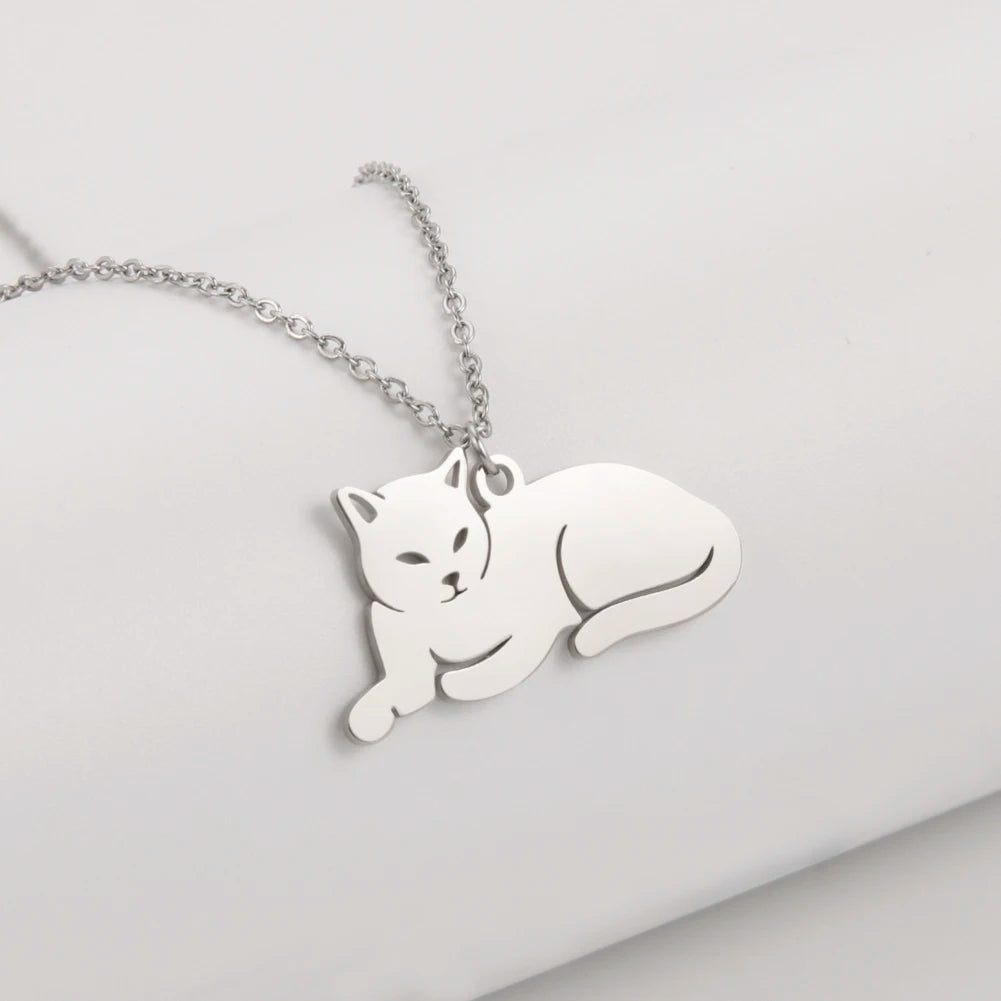 Stainless Steel Necklace For Women Girl Cat Necklace Jewelry - PeticaDeals
