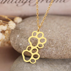 Stainless Steel Necklaces Cartoon Dog Paw Cute Pendants Chain Fashion Choker - PeticaDeals