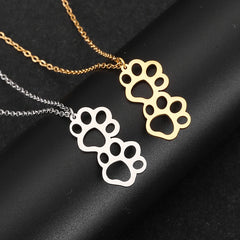 Stainless Steel Necklaces Cartoon Dog Paw Cute Pendants Chain Fashion Choker - PeticaDeals