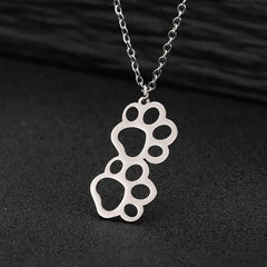 Stainless Steel Necklaces Cartoon Dog Paw Cute Pendants Chain Fashion Choker - PeticaDeals
