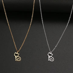 Stainless Steel Necklaces Line Cat Pendants Chain Jewellery Fashion Necklace For Women Jewelry - PeticaDeals