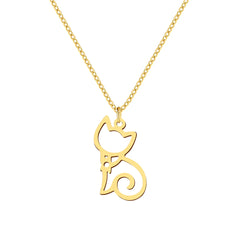 Stainless Steel Necklaces Line Cat Pendants Chain Jewellery Fashion Necklace For Women Jewelry - PeticaDeals