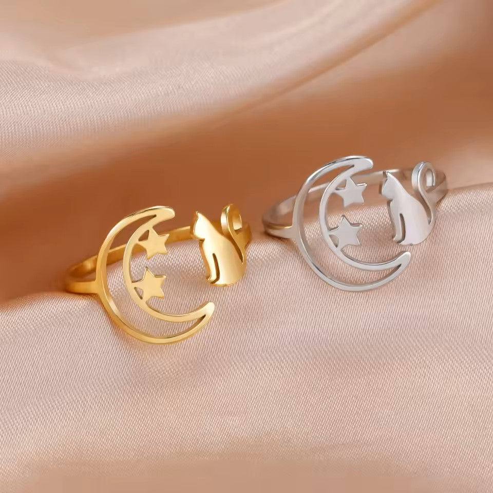 Stainless Steel Open Rings Women's Adjustable Finger Ring Fashion - PeticaDeals