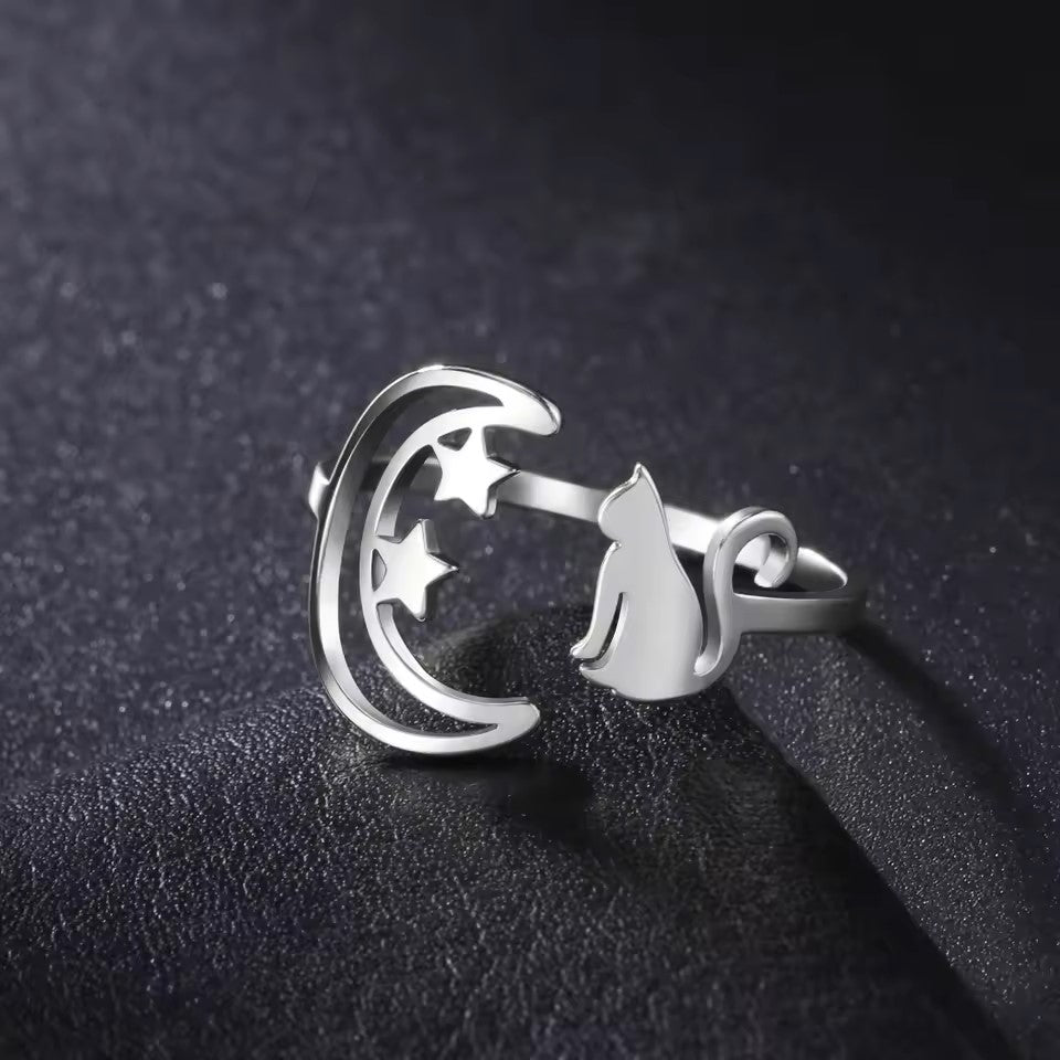 Stainless Steel Open Rings Women's Adjustable Finger Ring Fashion - PeticaDeals